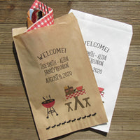  Silverware bags for family reunion, personalized with a barbecue theme.  Personalized utensil bags for family reunion or family barbecue.  