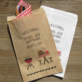  Silverware bags for family reunion, personalized with a barbecue theme.  Personalized utensil bags for family reunion or family barbecue.  