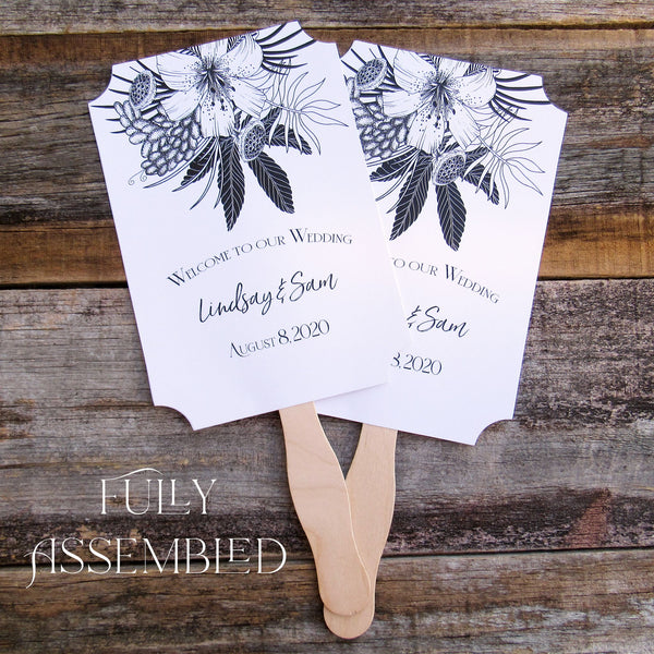 Black and White Wedding Fans