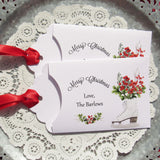 Personalized Christmas party favors or Christmas gift card holder. Wish family and friends a Merry Christmas with these cute envelopes, slide a lottery ticket in or a gift card great little gift for coworkers, neighbors, friends.