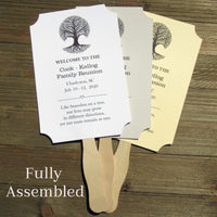 Personalized family reunion fans with family name, place, date and a sweet poem.  Reunion fans ship fully assembled , two sided with handle hidden between.  Choice of colors.
