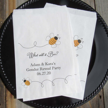Gender Reveal Bags  personalized for the new parents. What will it bee favor bags for gender reveal party.