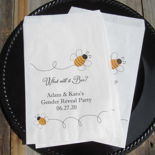 Gender Reveal Bags  personalized for the new parents. What will it bee favor bags for gender reveal party.