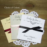 Lucky In Love Wedding Favors, large envelopes to add a lotto ticket and see who wins.  Personalized for the bride and groom, your choice of envelope and ribbon color.