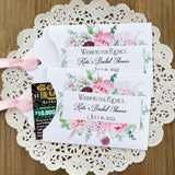 Pink floral Bridal Shower Favors personalized for the bride to be.  Wishing you riches lottery ticket envelopes for bridal shower favors,.
