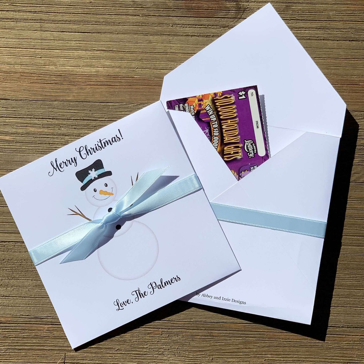 Personalized Holiday Party Favors, slide a lotto ticket in these for a fun party favor.  These are perfect small gifts for co-workers, neighbors, mail man or hand outs for customers.  Slide a business card in with a lotto ticket. 