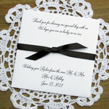 Wishing you Riches Wedding Lotto Favors  printed in an elegant font.  Large lotto envelopes personalized for the bride and groom.  Your choice of envelope and ribbon color.  These fun wedding favors will be a hit at your wedding.