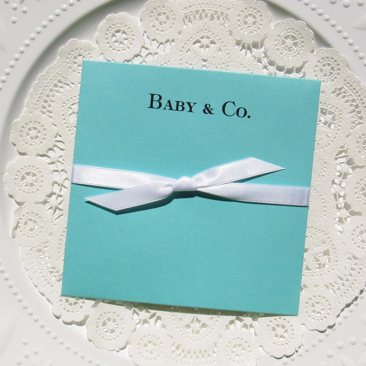 Aqua Blue Baby Shower Favors Personalized with baby name & Co.  White ribbon comes attached, slide a lotto ticket in these for a fun party favor.