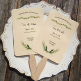 Green wedding favor fans, personalized fans for the bride and groom